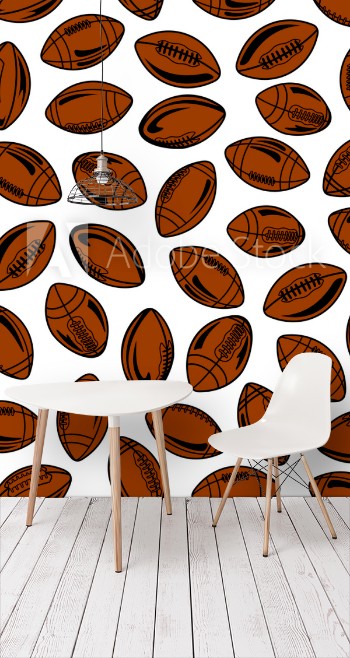 Picture of Seamless american football and rugby balls pattern